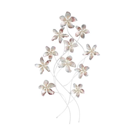 39" x 21" Multicolored Metal Floral Wall Décor with Silver Stems